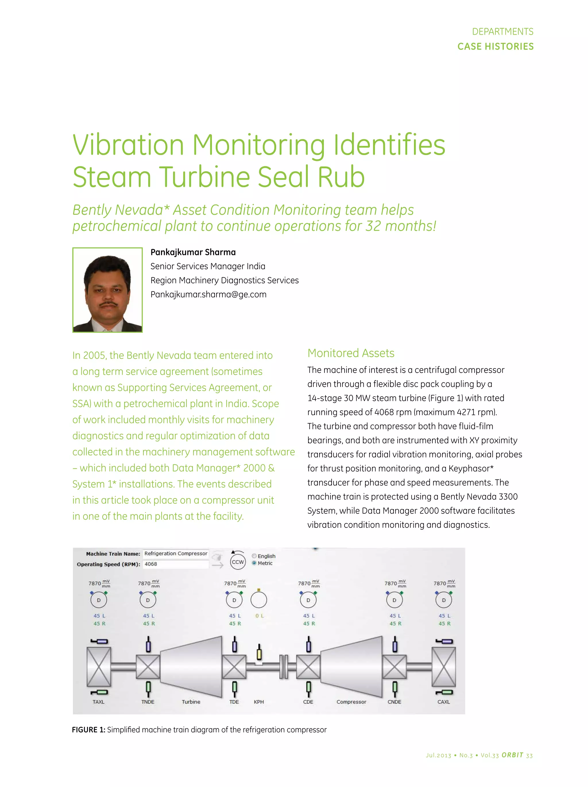 Case history : Vibration monitoring identifies steam turbine seal rub | PDF