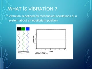 WHAT İS VİBRATİON ?
• Vibration is defined as mechanical oscillations of a
system about an equilbrium position.
 