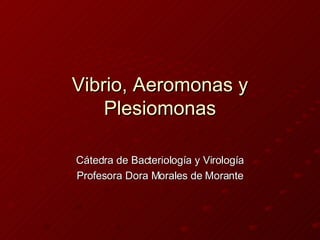 Vibrio, Aeromonas y Plesiomonas Cátedra de Bacteriología y Virología Profesora Dora Morales de Morante 