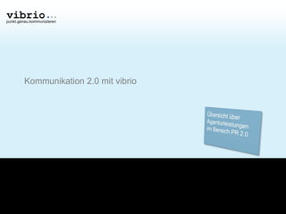 Kommunikation 2.0 mit vibrio Übersicht über Agenturleistungen im Bereich PR 2.0 