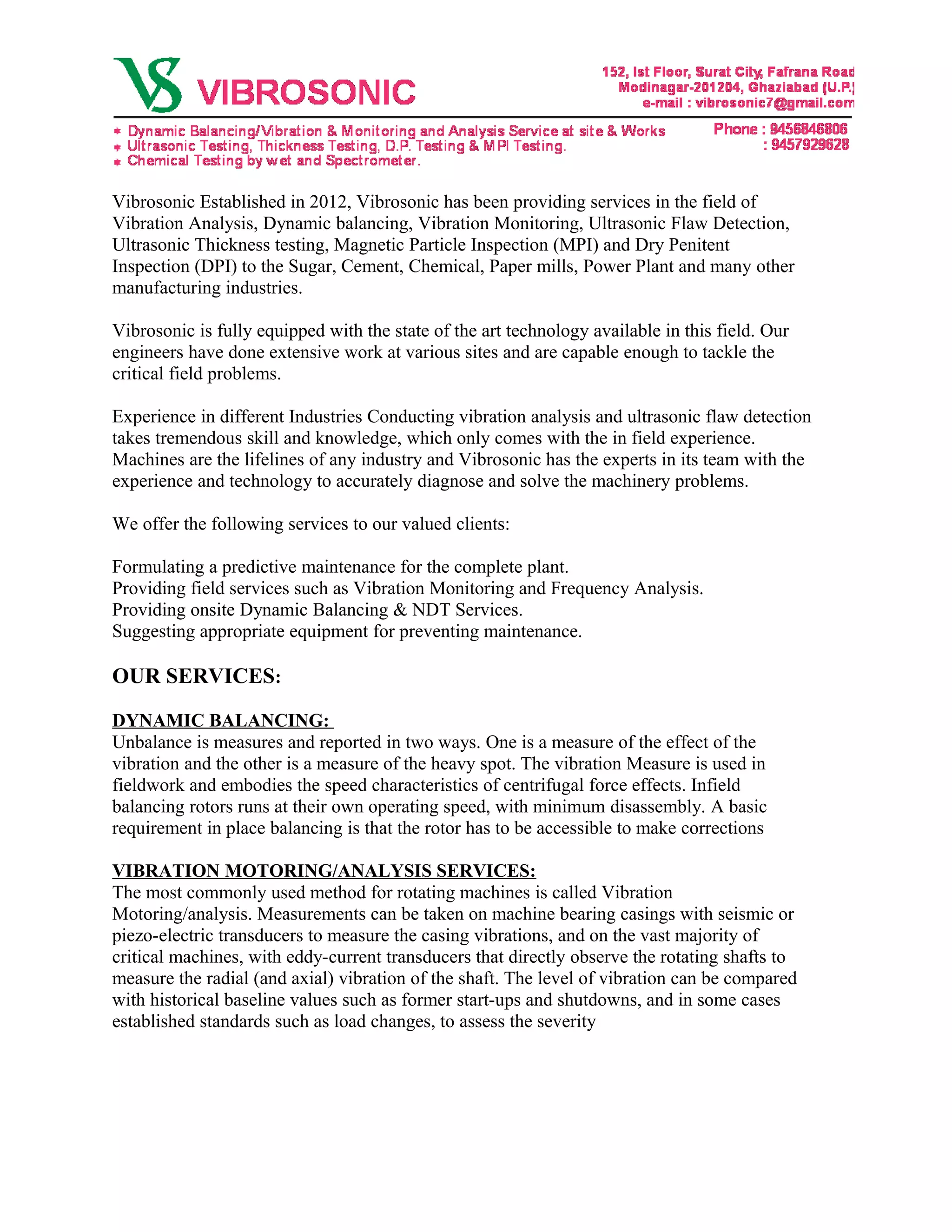 Dynamic Balancing Services | PDF