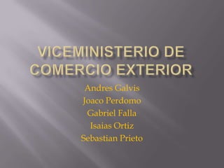 Viceministerio de Comercio Exterior Andres Galvis Joaco Perdomo Gabriel Falla Isaias Ortiz Sebastian Prieto 