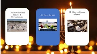Le distruzioni del
Tempio di
Gerusalemme
Gli Ebrei del 900’
Gli Ebrei nell’epoca
odierna
 