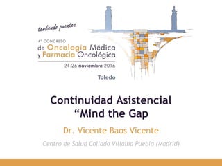 Continuidad Asistencial
“Mind the Gap
Dr. Vicente Baos Vicente
Centro de Salud Collado Villalba Pueblo (Madrid)
 