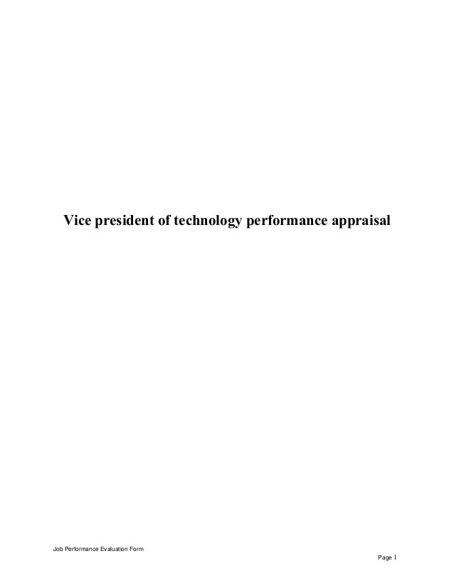 Vice President Of Technology Performance Appraisal