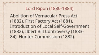 Viceroys of India & Their Tenure – Key Events During British Rule | PPTX