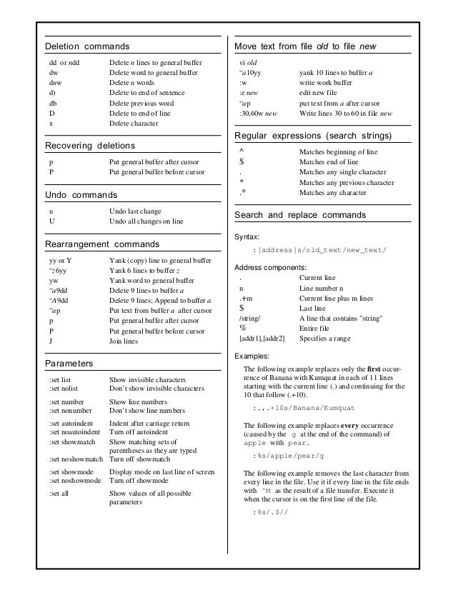 Vi cheat sheet