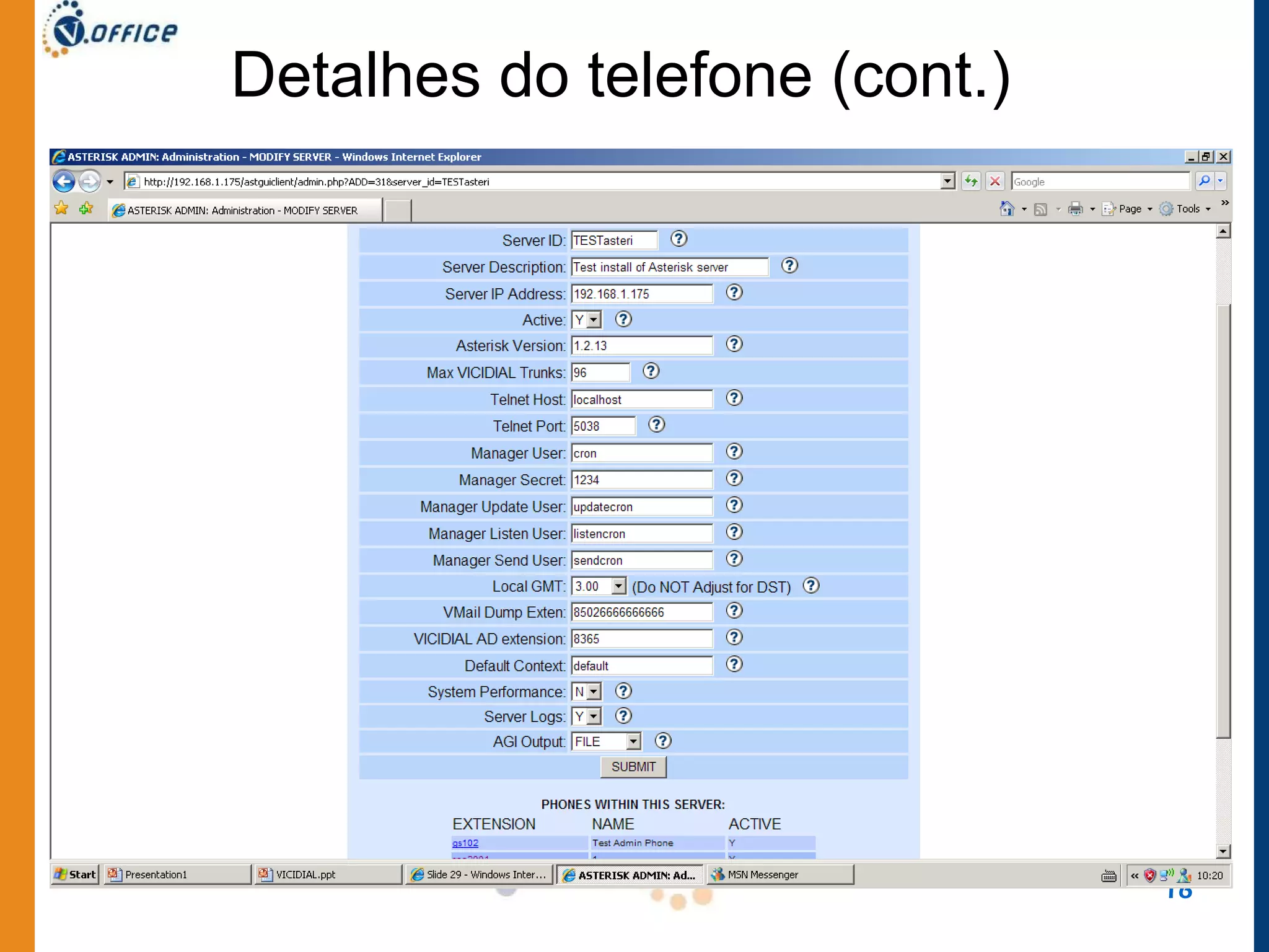 Detalhes do telefone (cont.) 