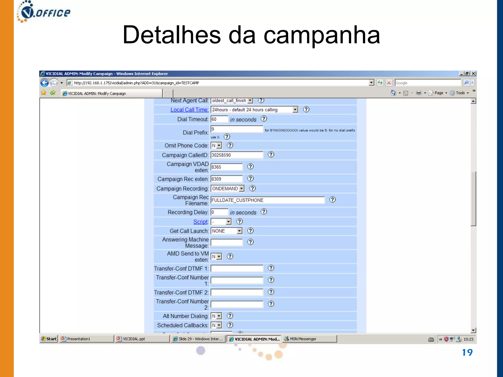 Detalhes da campanha 
