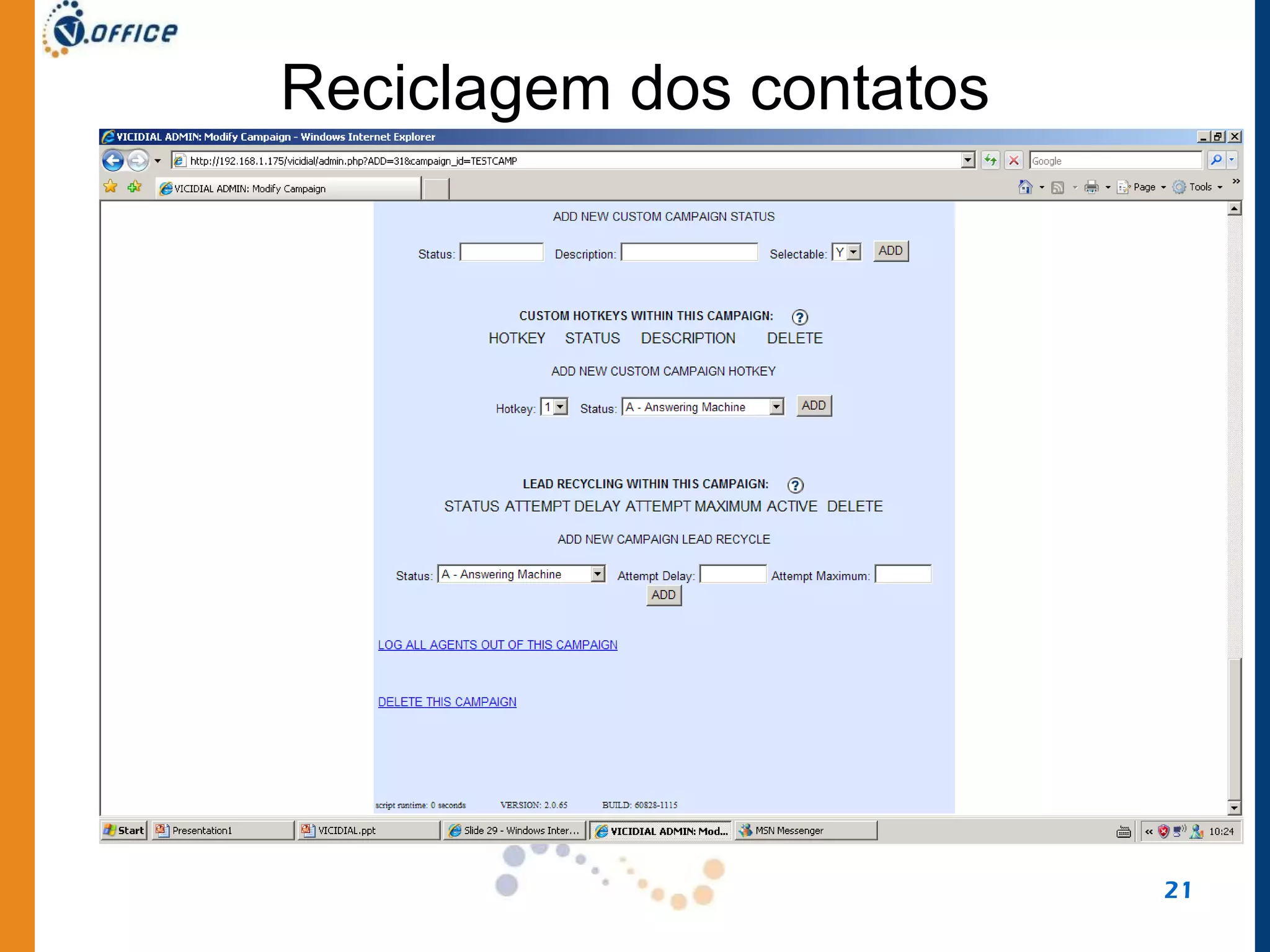 Reciclagem dos contatos 