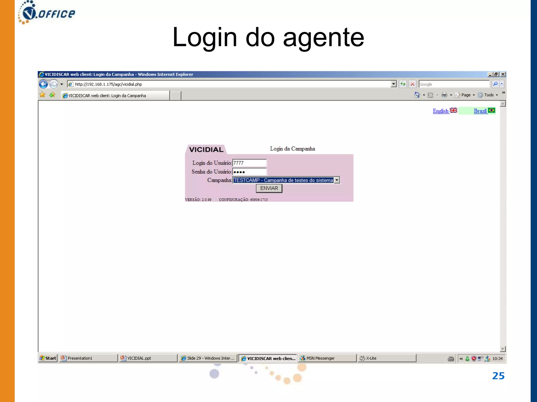 Login do agente 