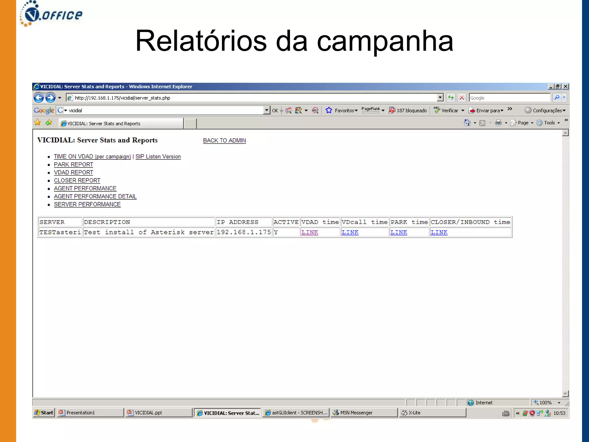 Relatórios da campanha 