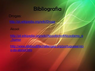 DrogasDroga é uma substância, natural ou sintética que introduzida no organismo modifica suas funções. As drogas naturais são obtidas através de determinadas plantas, de animais e de alguns minerais. Exemplos: a cafeína (do café), a nicotina (presente no tabaco), o ópio (na papoula) e o THC tetrahidrocanabiol (da cannabis). As drogas sintéticas são fabricadas em laboratório, exigindo para isso técnicas especiais. O termo droga, presta-se a várias interpretações, mas ao senso comum é uma substância proibida, de uso ilegal e nocivo ao indivíduo, modificando-lhe as funções, as sensações, o humor e o comportamento. 