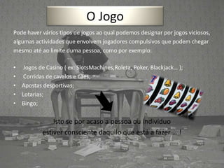 Tema: VíciosUm vício é definido por:Defeito ou imperfeição.Prática frequente de um acto considerado pecaminoso.Uma mania. Dependência do consumo de uma substância (ex.: vício do álcool). Mau hábito ou costume que as pessoas adquirem.Vicio da internet;