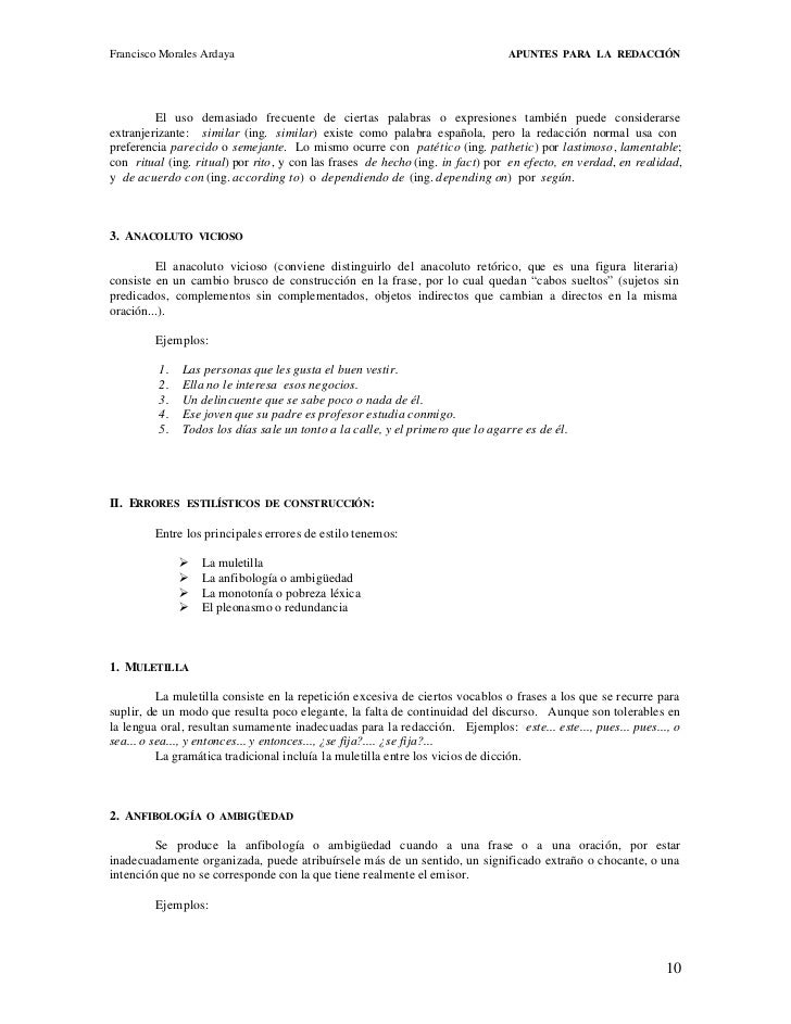 Vicios de diccion y construccion