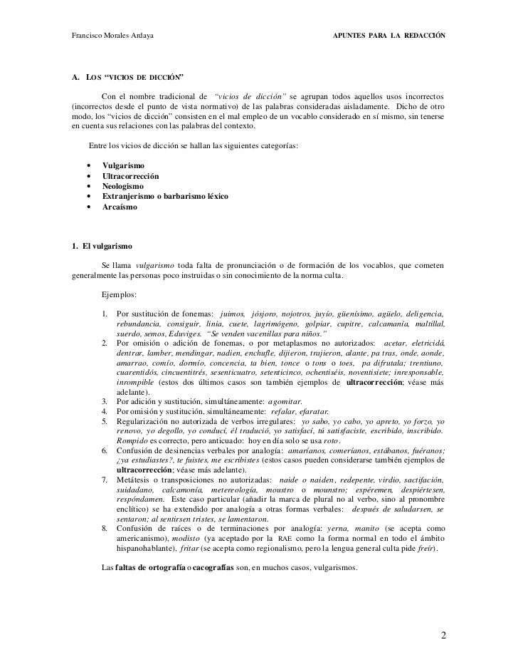 Vicios de diccion y construccion