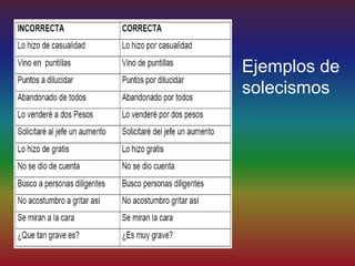 Ejemplos de
solecismos
 