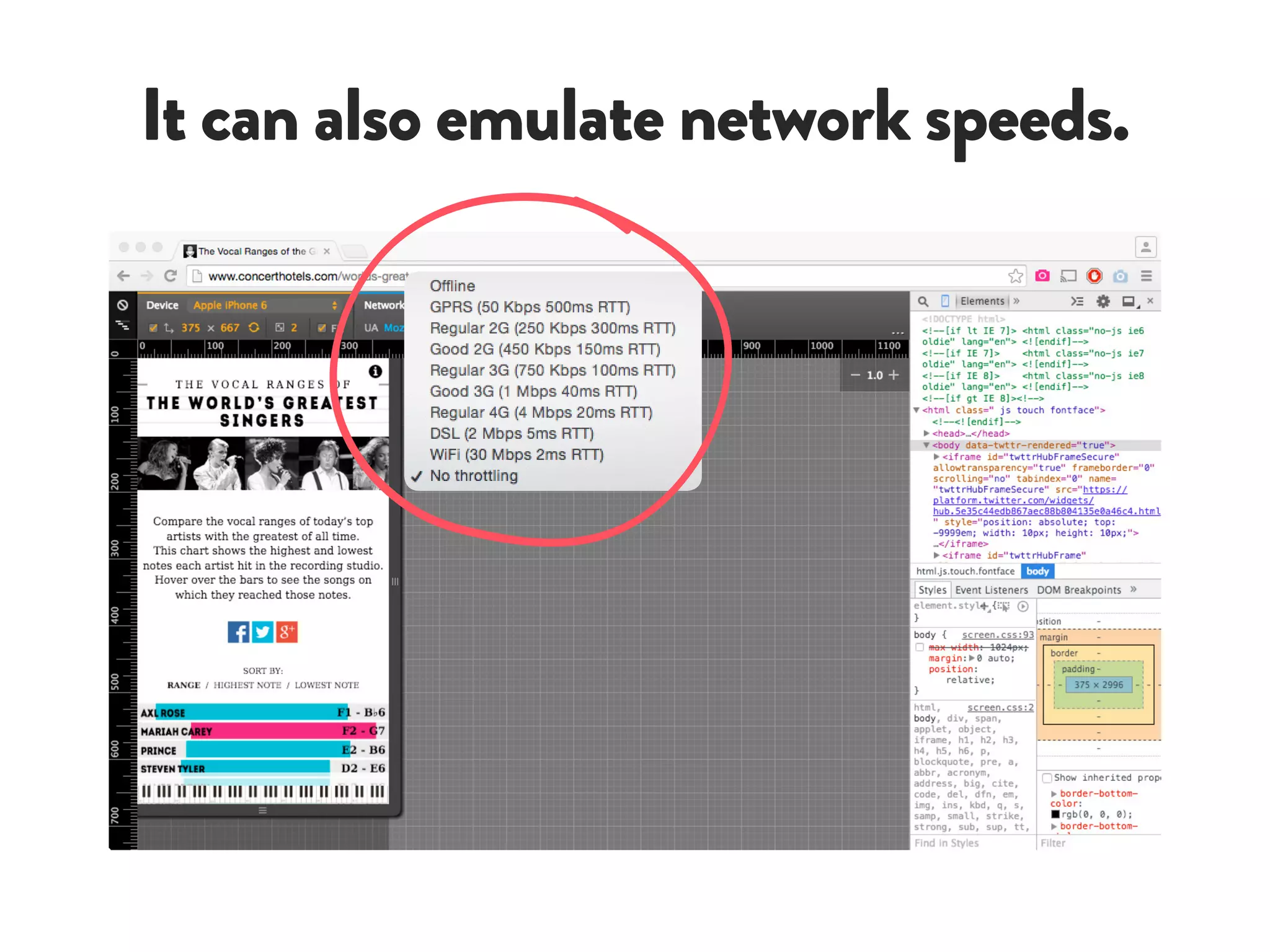 It can also emulate network speeds.
 