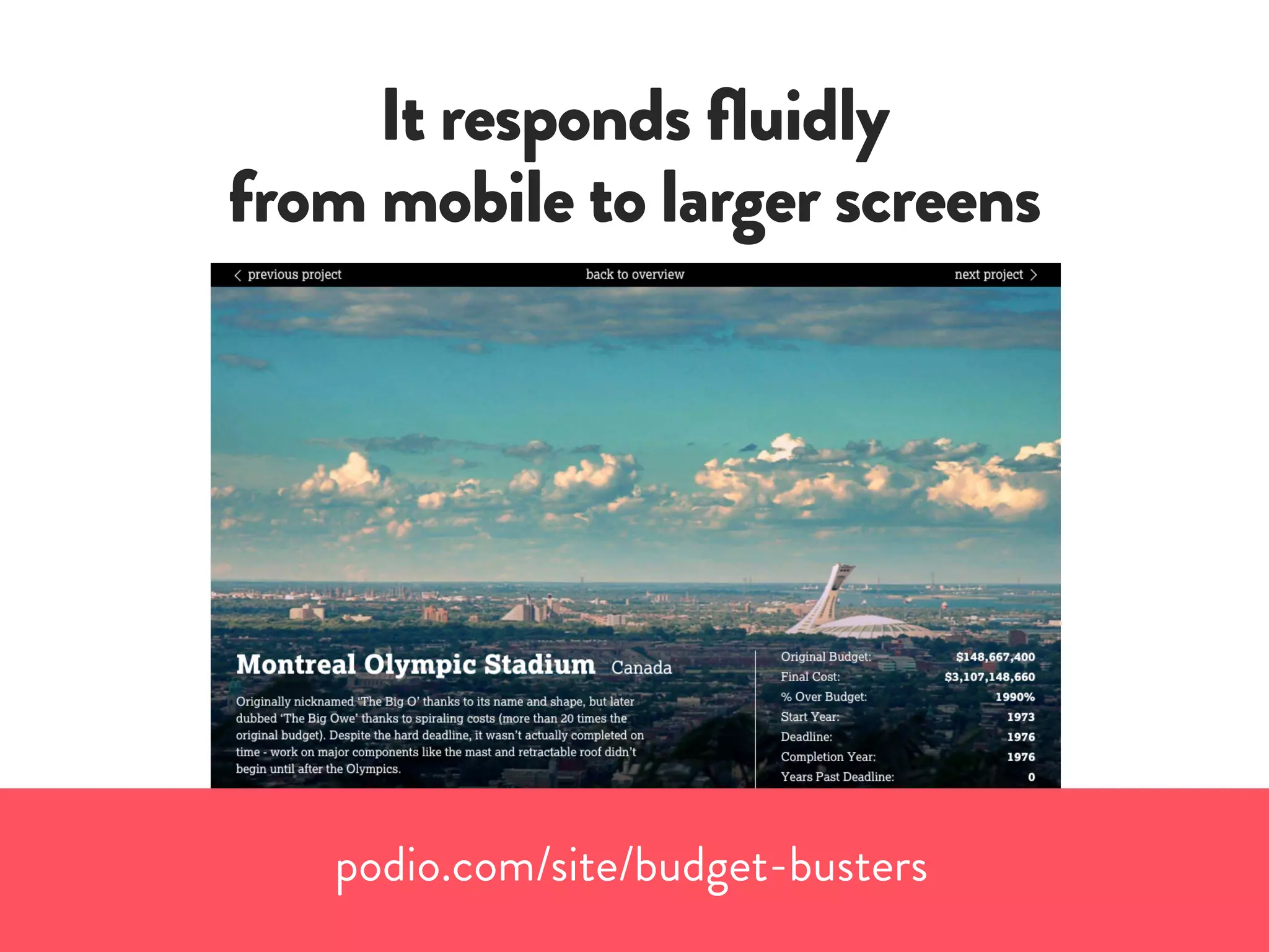 It responds fluidly
from mobile to larger screens
podio.com/site/budget-busters
 