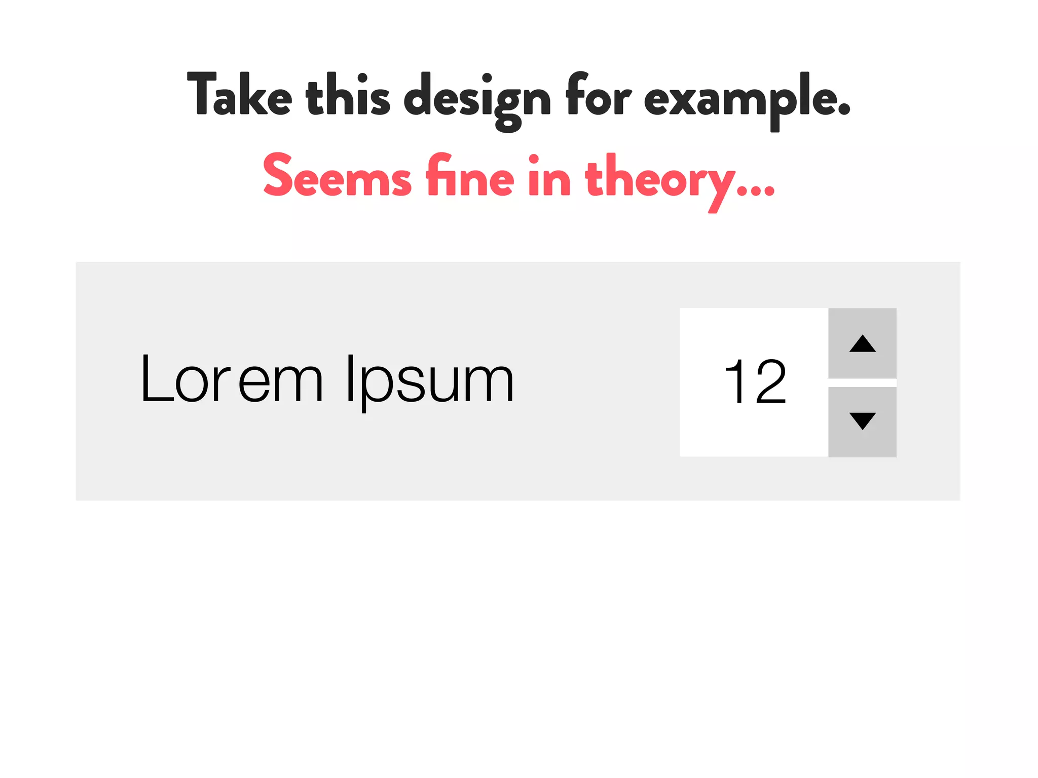 12Lorem Ipsum
Take this design for example.
Seems fine in theory…
 