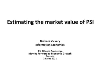 Estimating the market value of PSI Graham Vickery Information Economics 	 			  PSI Alliance ConferenceMoving Forward to Economic GrowthBrussels28 June 2011 
