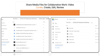 Share Media Files for Collaborative Work: Video
Curate, Create, Edit, Review
 