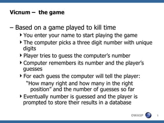 Vicnum: A vulnerable Web App