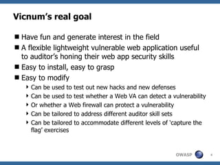 Vicnum: A vulnerable Web App