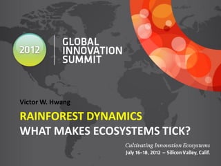 Victor W. Hwang

RAINFOREST DYNAMICS
WHAT MAKES ECOSYSTEMS TICK?
 