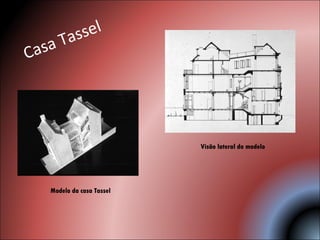 Casa Tassel   longitudinal do modelo     Modelo da casa Tassel Visão lateral do modelo 