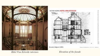 Hôtel Van Eetvelde interiors Elevation of the facade
 