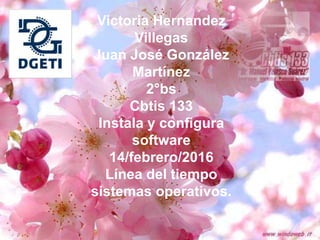 Victoria Hernandez
Villegas
Juan José González
Martínez
2°bs
Cbtis 133
Instala y configura
software
14/febrero/2016
Línea del tiempo
sistemas operativos.
 
