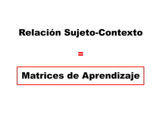 Relación Sujeto-Contexto
=
Matrices de Aprendizaje
 