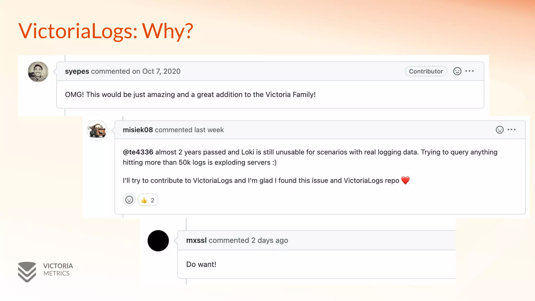 VictoriaLogs: Why?