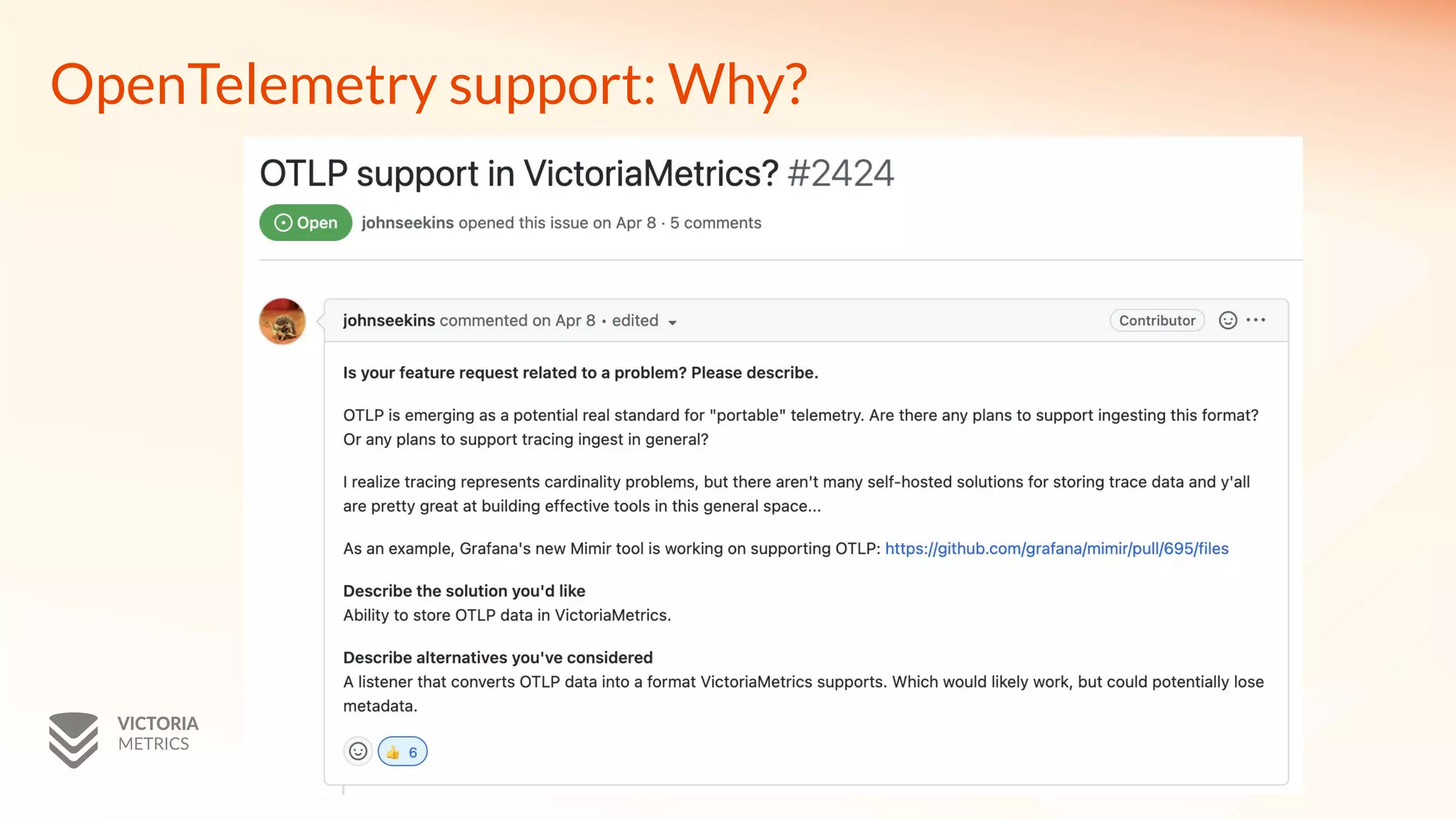 OpenTelemetry support: Why?