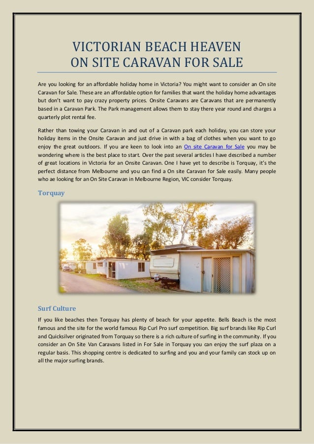 Victorian Beach Heaven On Site Caravan For Sale