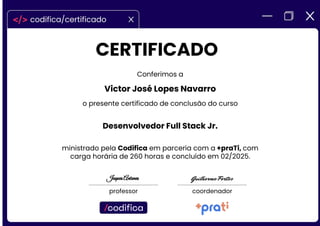 Certificado de conclusão do curso de Desenvolvedor Full Stack | PDF