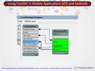 Using FireDAC in Mobile Applications (iOS and Android) 
http://docwiki.embarcadero.com/RADStudio/XE5/en/Mobile_Tutorial:_Using_FireDAC_in_Mobile_Applications_(iOS_and_Android) 
 
