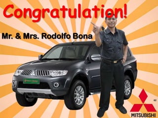 Congratulation!
Mr. & Mrs. Rodolfo Bona




                          62
 