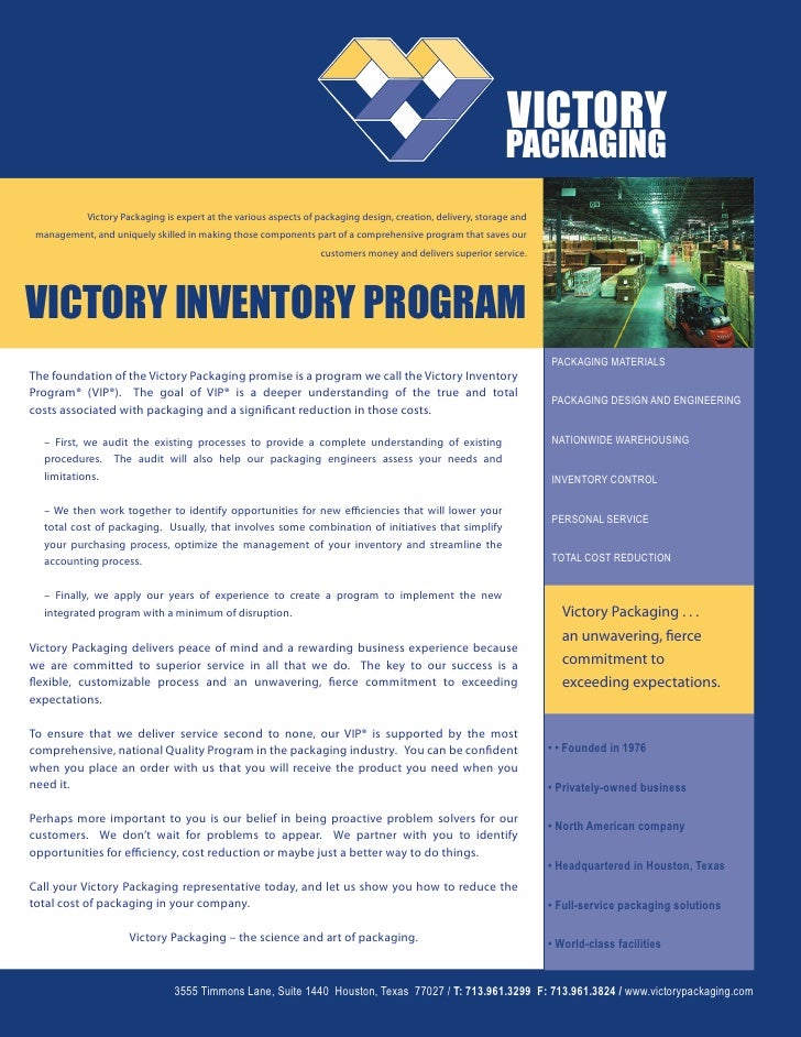 Victory Packaging Inventory Program