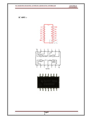 PLC BASED MULTICHANNEL AUTOMATIC LIQUID LEVEL CONTROLLER ELECTRICAL
ENGINEERING
Page8
4
IC 4093 :-
 