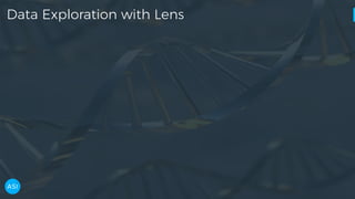 Data Exploration with Lens
• Scalable compute with dask.
• Snappy interactive exploration.
• Lens is open source:
• GitHub...