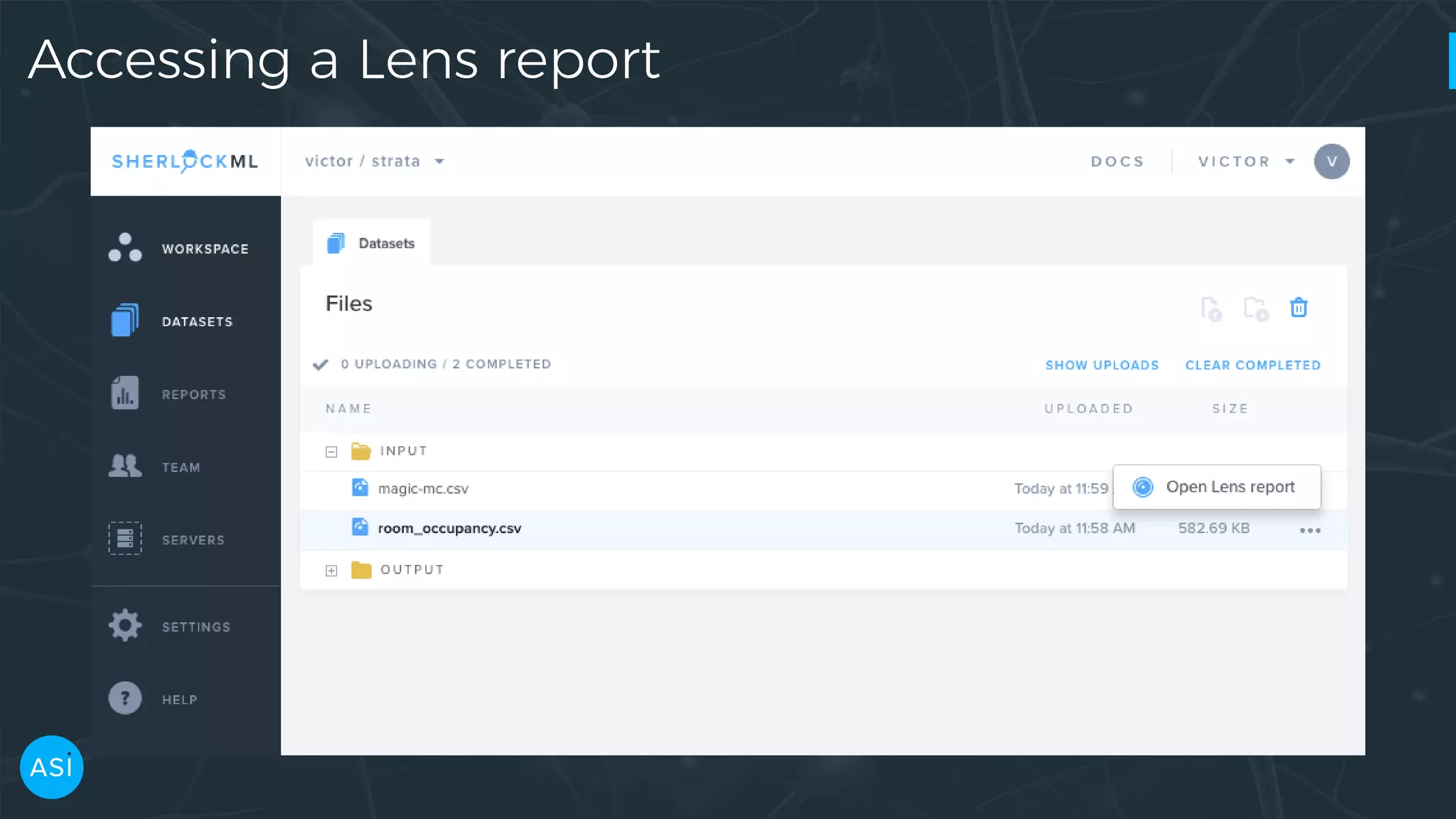 Accessing a Lens report 