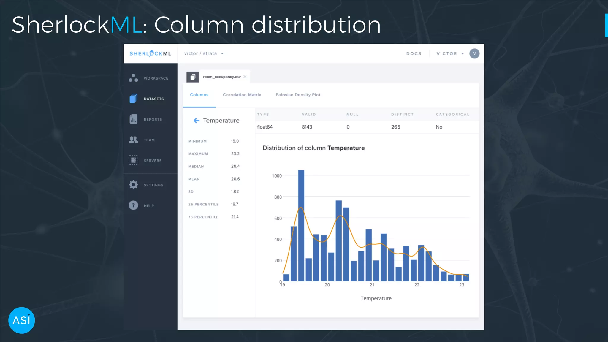 SherlockML: Column distribution 