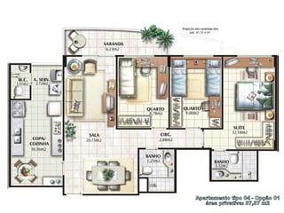 Apartamento tipo 04 - Opção 01 área privativa: 87,87 m2 
