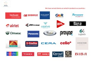 We have served clients as varied in products as countries :
 
