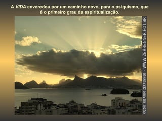 A  VIDA  enveredou por um caminho novo, para o psiquismo, que  é o primeiro grau da espiritualização.  