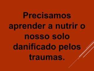 Precisamos
aprender a nutrir o
nosso solo
danificado pelos
traumas.
 
