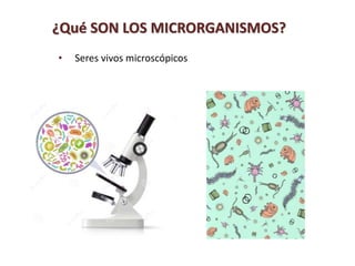• Seres vivos microscópicos
¿Qué SON LOS MICRORGANISMOS?
 