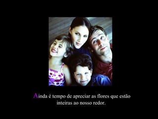 A inda é tempo de apreciar as flores que estão inteiras ao nosso redor.  